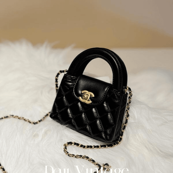 大吉中古/Chanel香奈儿黑金超mini kelly斜挎包