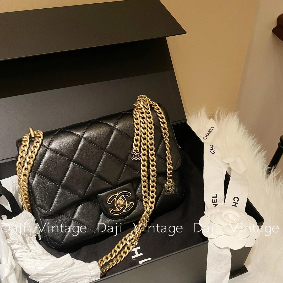 99新 Chanel/香奈儿 大吉中古/Chanel香奈儿双C珐琅扣方胖子