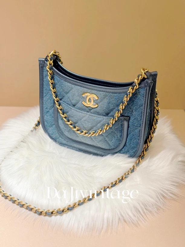 99新 Chanel/香奈儿 大吉中古/Chanel香奈儿24s丹宁牛仔hobo单肩