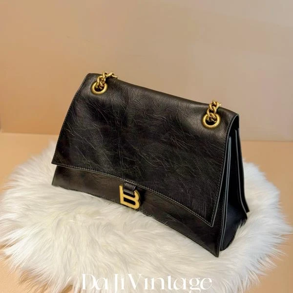 大吉中古/巴黎世家黑金crush双链条中号斜挎包