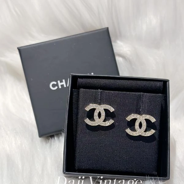 大吉中古/Chanel香奈儿水钻双C耳钉