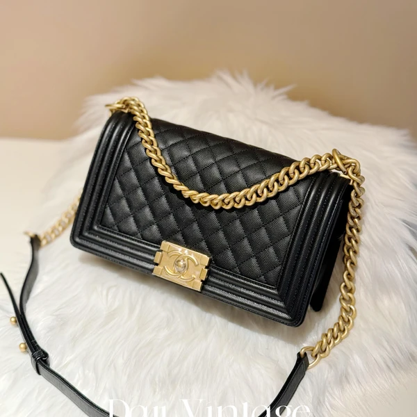 大吉中古/Chanel香奈儿黑金leboy中号单肩斜挎包