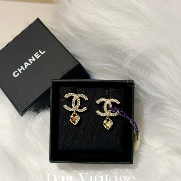 大吉中古/Chanel香奈儿金色双c爱心耳钉