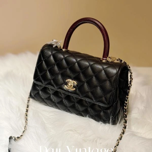 大吉中古/Chanel黑金小号coco handle斜挎包
