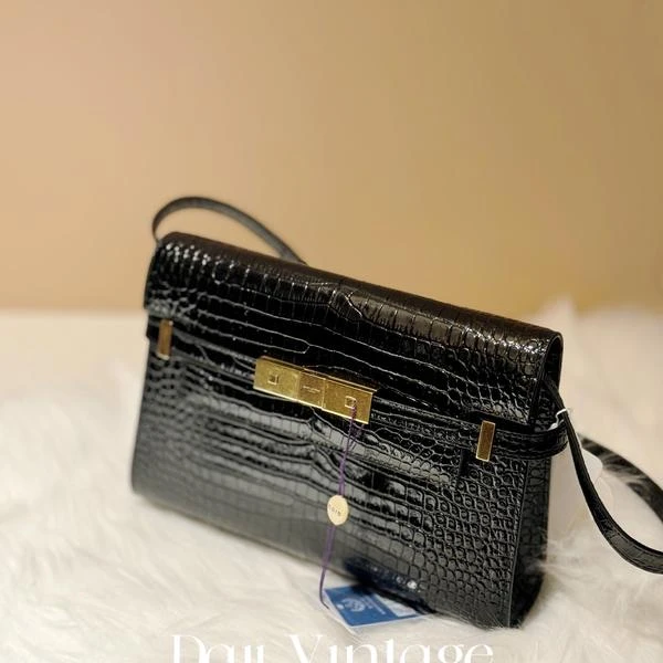 大吉中古/ysl 黑金鳄压小号曼哈顿单肩包