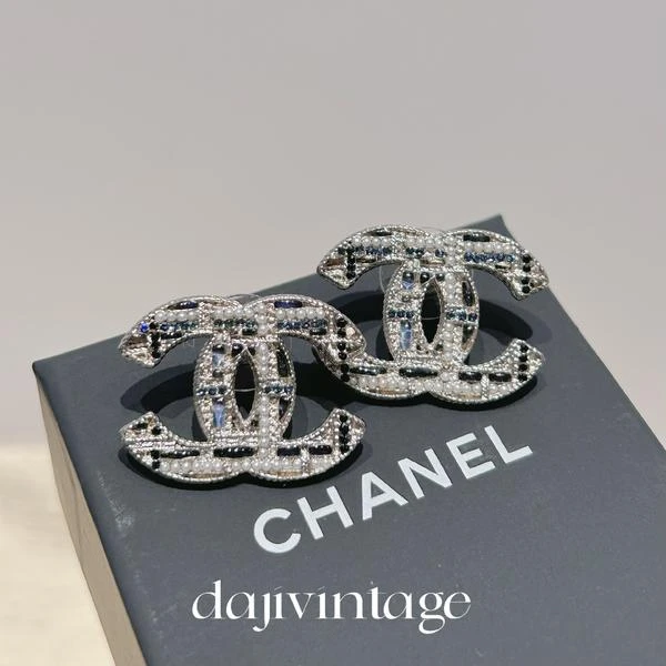 大吉中古/Chanel香奈儿大双C毛呢风耳钉