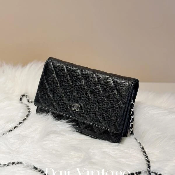 大吉中古/Chanel香奈儿牛皮黑银woc斜挎包