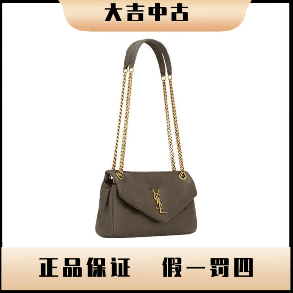 99新 Saint Laurent Paris 大吉中古/YSL青铜色金扣法棍单肩包
