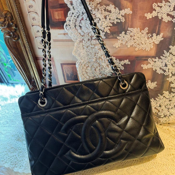 大吉中古/Chanel 香奈儿黑银托特包