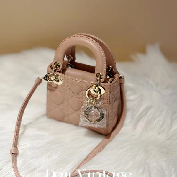 99新 DIOR/迪奥 大吉中古/Dior迪奥肉粉色超mini戴妃斜挎包