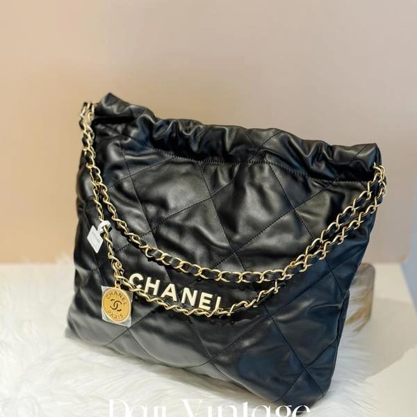 99新 Chanel/香奈儿 大吉中古/Chanel香奈儿22bag黑金白标小号