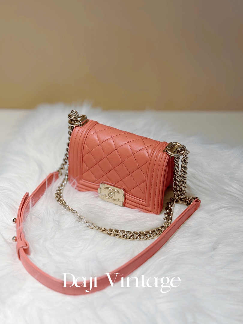 99新 Chanel/香奈儿 大吉中古/Chanel香奈儿粉金迷你leboy斜挎包