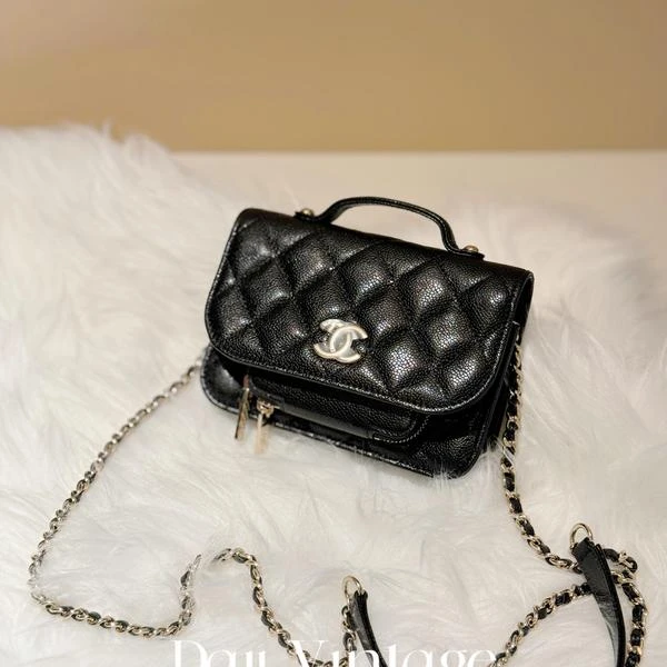 99新 Chanel/香奈儿 大吉中古/Chanel香奈儿22秋冬黑金手mini邮差