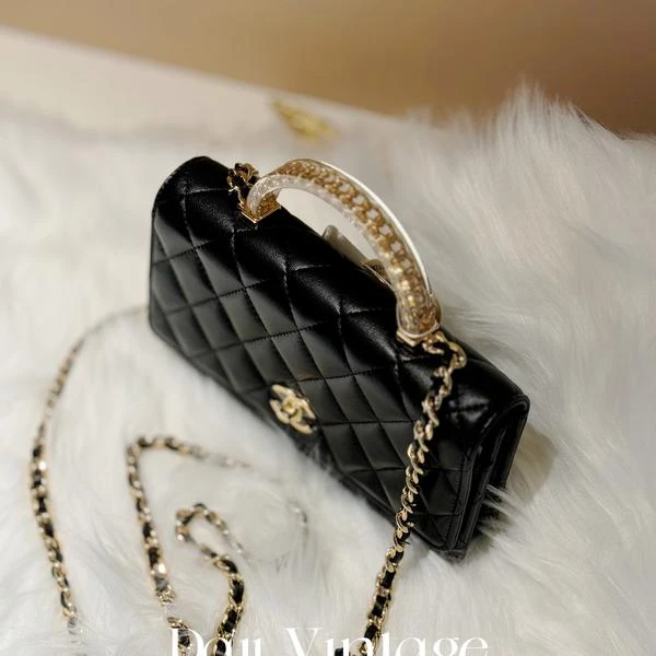 大吉中古/chanel香奈儿24s黑金手柄斜挎包