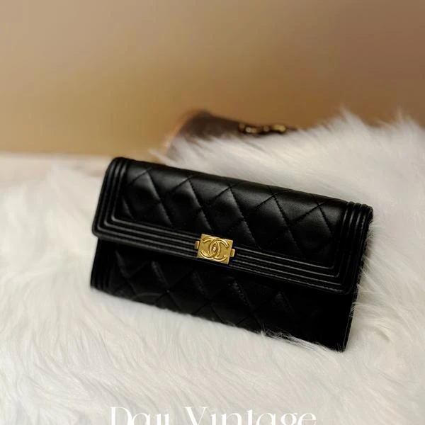 大吉中古/Chanel黑金leboy菱格纹钱包