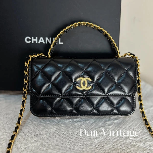 大吉中古/CHANEL香奈儿logo镂空手柄woc斜挎包
