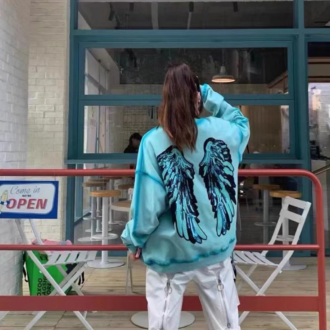 MWM木村井泓ooxoo潮汇2022新款个性亮片翅膀扎染卫衣MW063161277