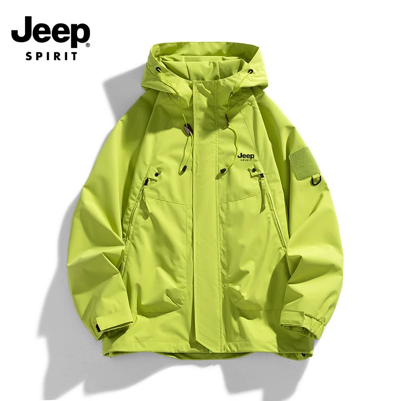 JEEPSPIRIT吉普夹克男士2024春秋新款户外冲锋衣美式潮牌宽松外套