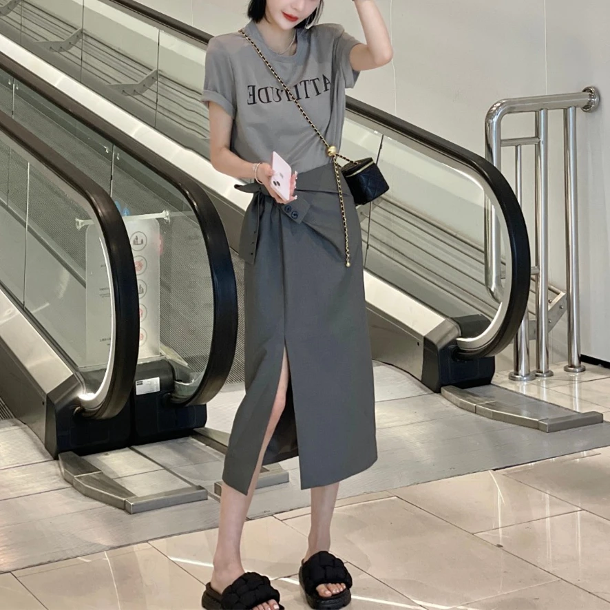 时尚气质套装女2025新款大码女装胖mm显瘦遮肉炸街半身裙两件套夏