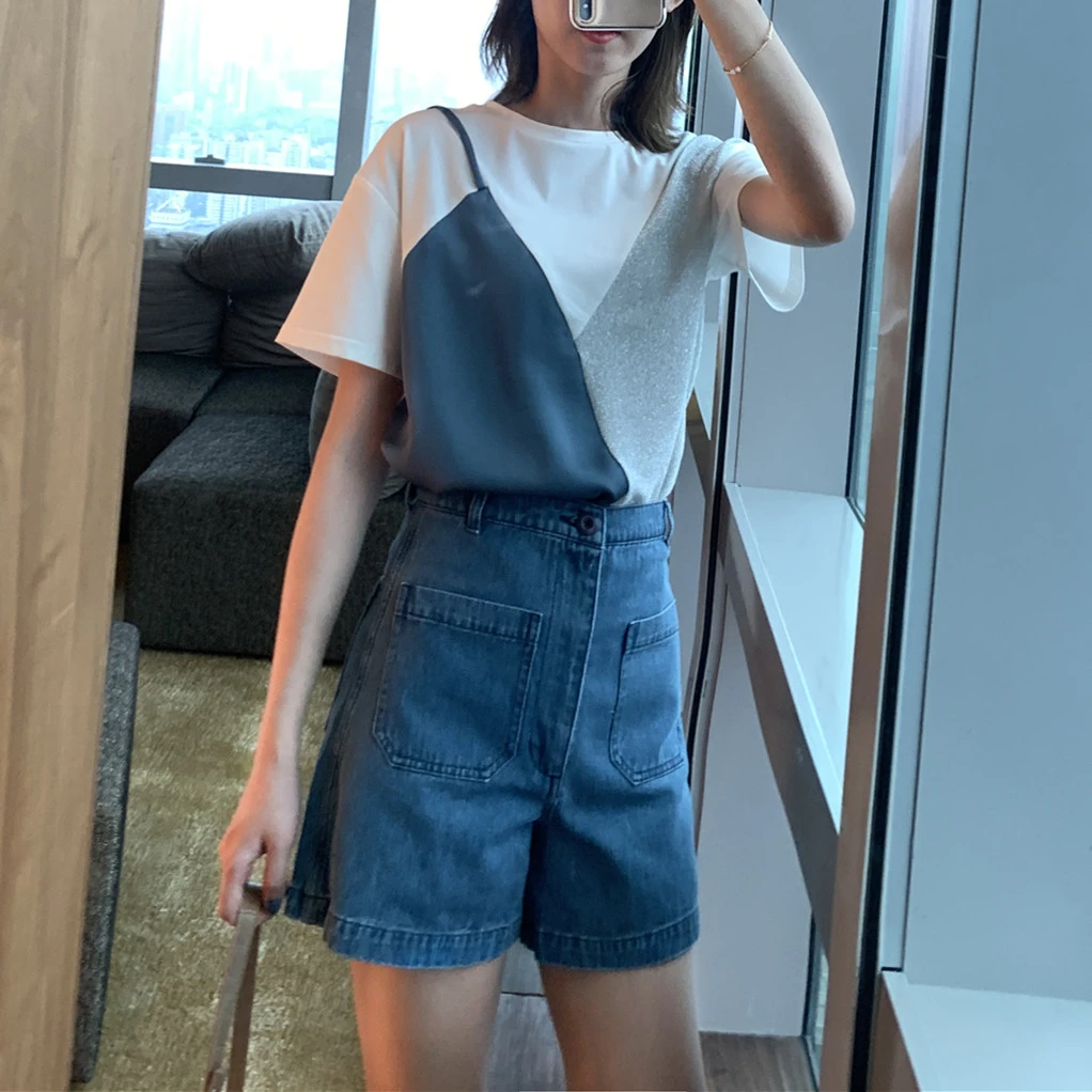 2025大码女装新款微胖女生穿搭胖妹妹显瘦减龄遮肉短裤两件套装夏