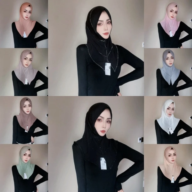 NYM拼接烫钻三角头套