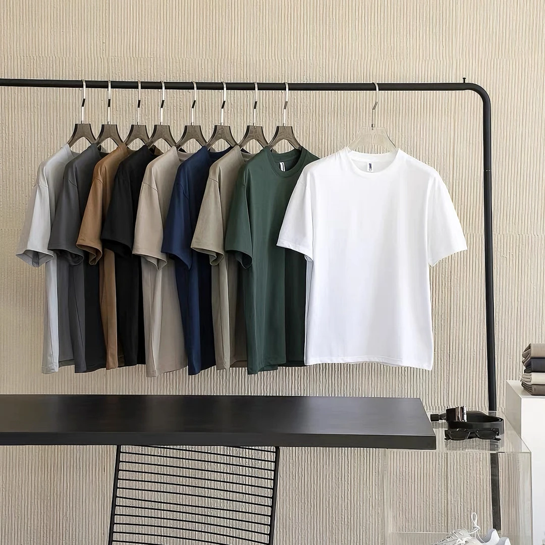 云竹棉索罗纳抗皱竹纤维爽滑柔软纯色休闲宽松圆领短袖潮T恤半袖