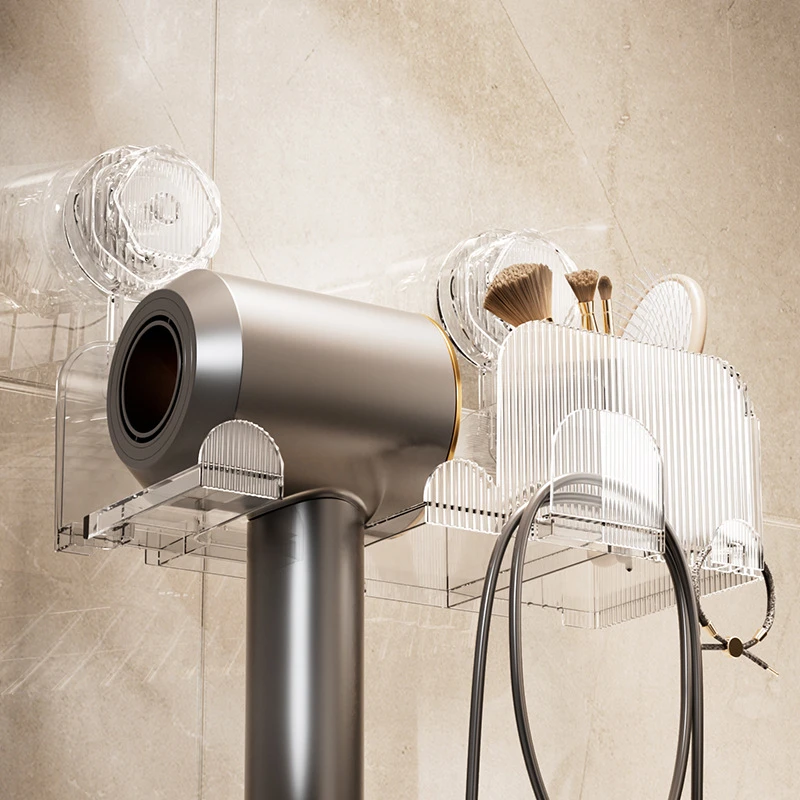 【佳立方】透明吸盘吹风机置物架卫生间吹风机架免打孔可拆卸收纳架