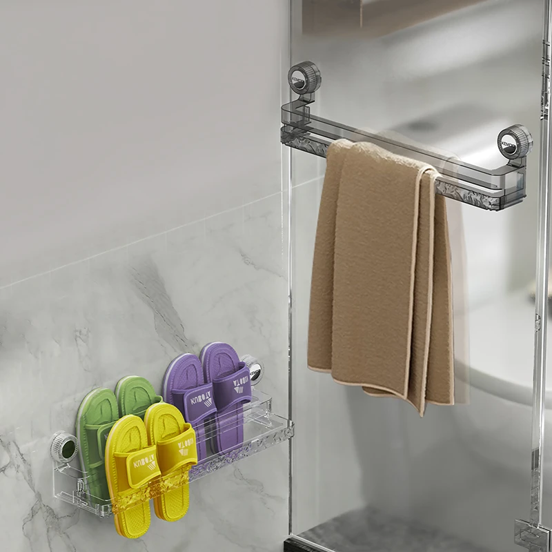 【佳立方】吸盘水波纹双层拖鞋架免打孔壁挂卫生间厕所鞋子收纳架