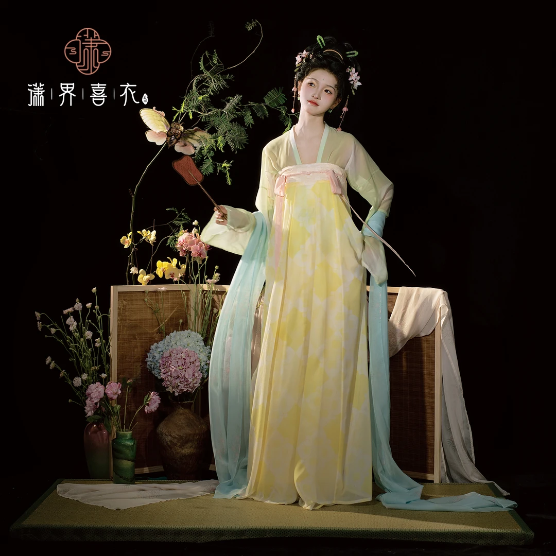 潇界喜衣【风传花信】套装原创唐制春夏轻薄印花款对襟短衫齐胸裙