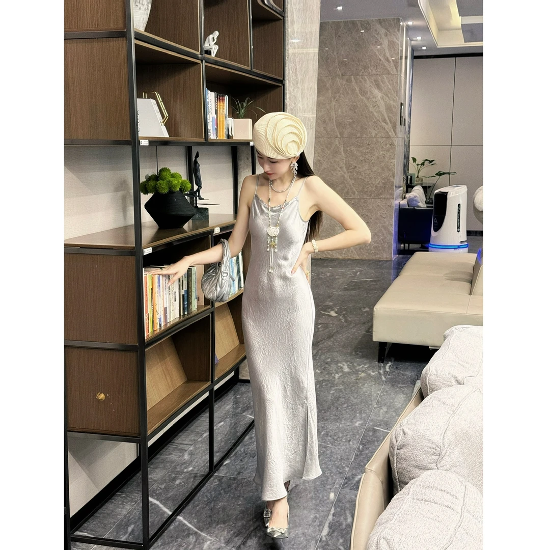 【媛媛服饰】新中式国潮风定制醋酸气质百搭女装夏季时尚吊带连衣裙