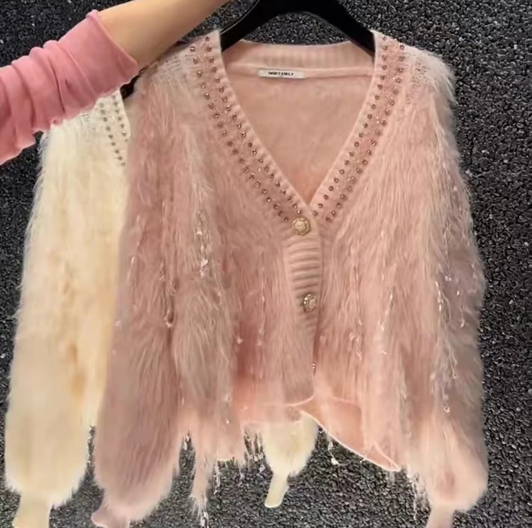 146高级感复古优雅仿貂绒气质开衫秋新款时尚通勤慵懒风外套轻奢