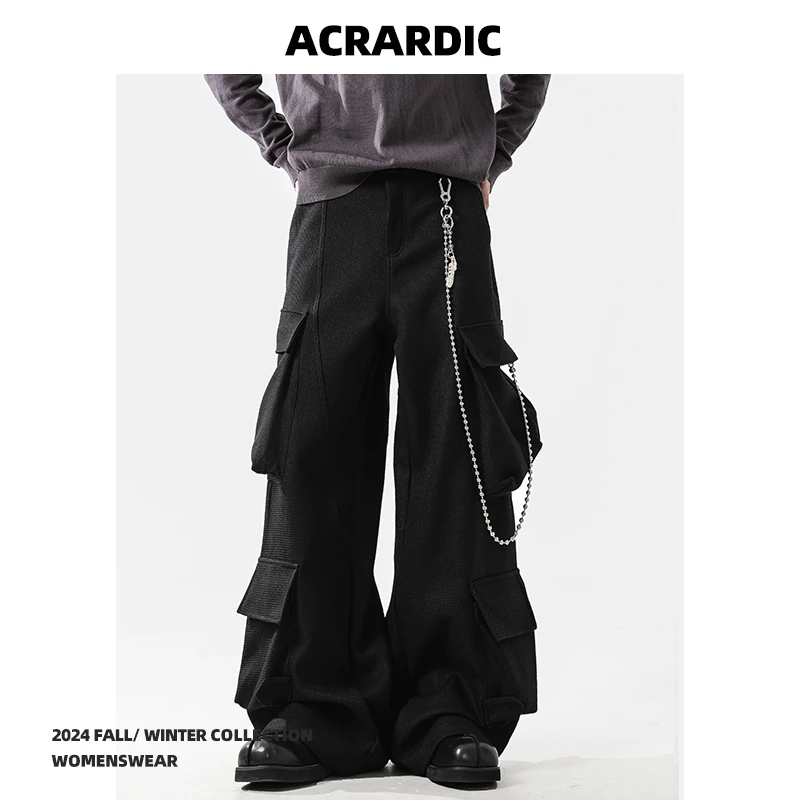 ACRARDIC痞帅多口袋工装长裤弯刀结构廓形绳结肌理炮弹裤顶男街头