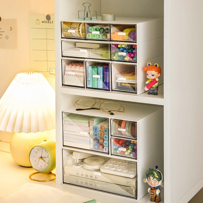 书桌收纳盒宿舍桌面文具置物架抽屉式办公室儿童笔筒小柜子柜小型
