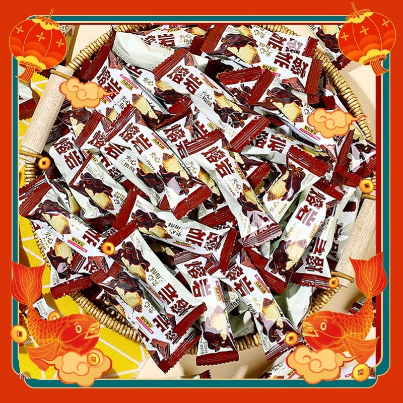 【约50根一箱】猫村长夹心焙岩三角酥办公零食巧克力味约独立包箱装