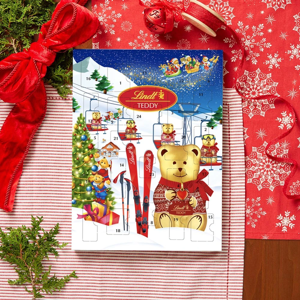 瑞士莲进口泰迪熊巧克力圣诞倒数日历盲盒170g【达播】