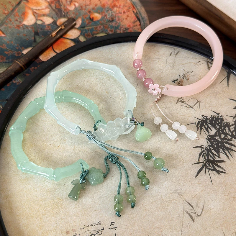 新中式竹莲清冷感风莲花莲蓬国风古风款手镯