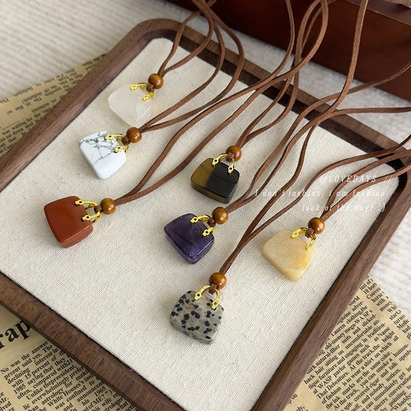 复古气质轻奢绒绳线绳链条包包吊坠项链秋冬精致百搭颈链毛衣链