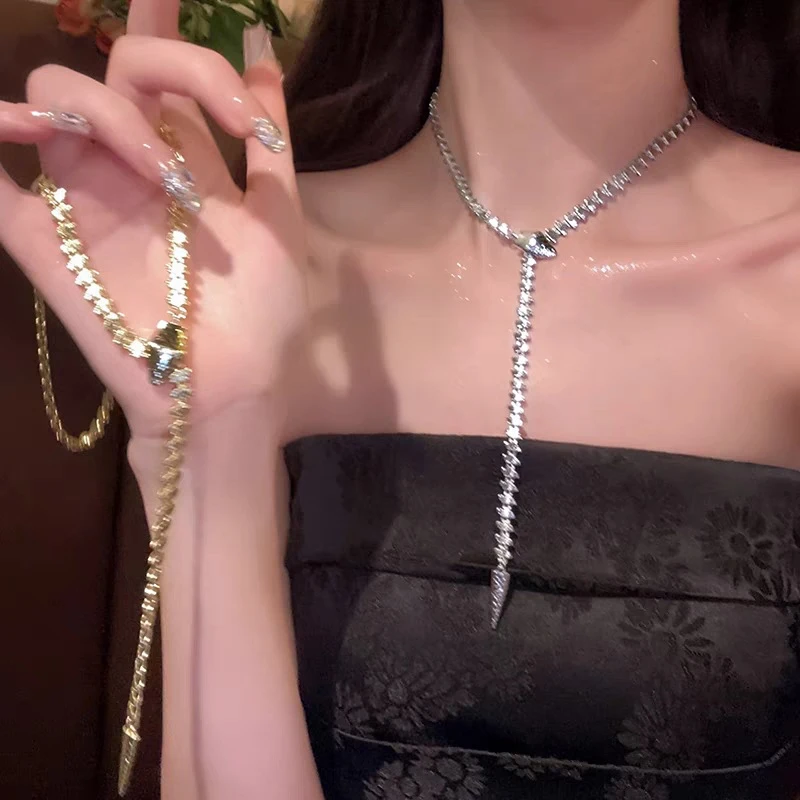 甜酷蛇形项链女款2025新款爆款轻奢小众锁骨链欧美时尚毛衣链颈链