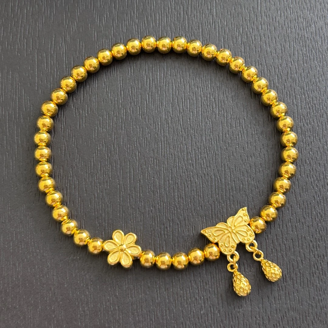 足银手链 【店长专享】足银光珠蝴蝶樱花手串SL408