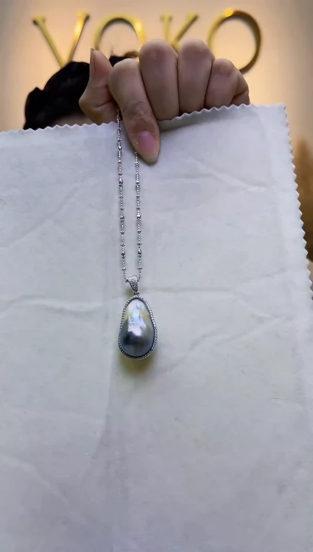 【闪购商品】海水珍珠吊坠(赠链)银S925镶嵌大溪地巴洛克