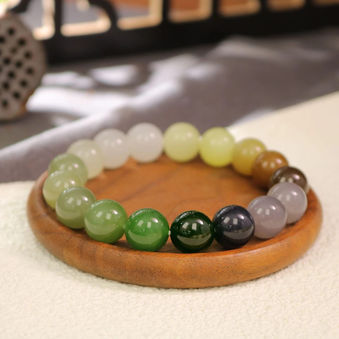 凰一品  和田玉色标级多宝手串11mm+