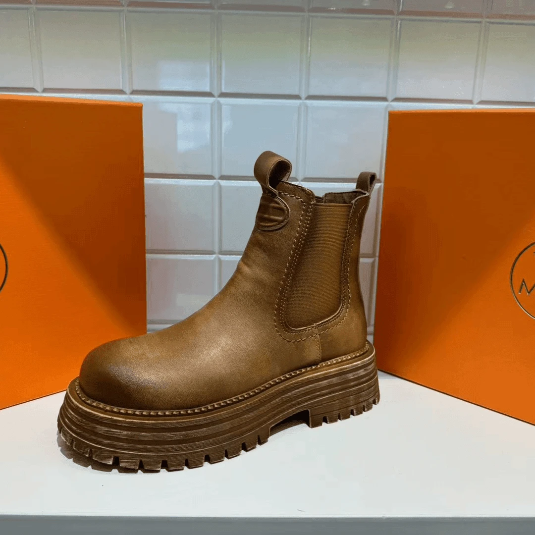 《新疆包邮》烟管靴复古马丁靴牛皮马丁靴时尚休闲百搭女士D5519