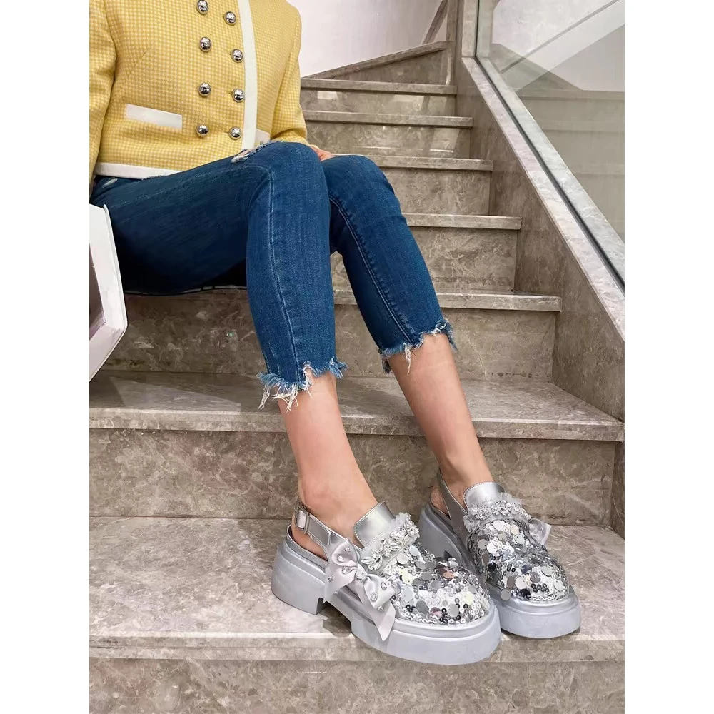 《新疆包邮》 欧货新款亮片水钻包头凉拖鞋 直播专场6307