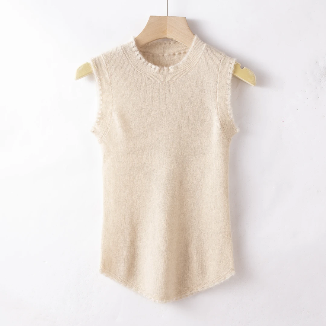 桑蚕丝羊绒背心女款针织舒适保暖亲肤时尚百搭遮肚暖胃打底女士