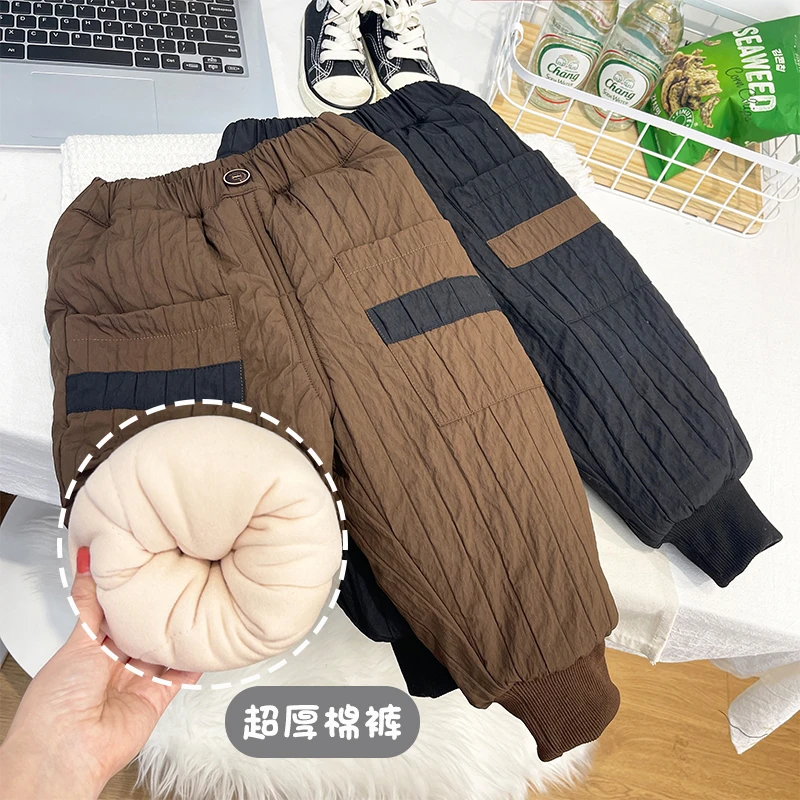男童冬季一条过冬棉裤2023新款儿童装超厚加厚裤子宝宝时尚保暖裤