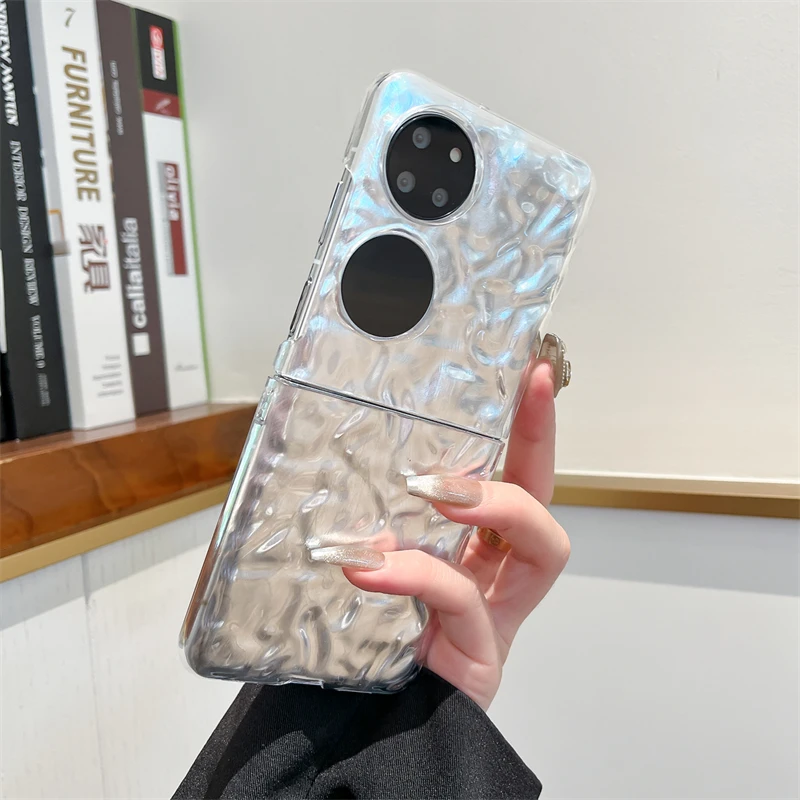 透明褶羽砂适用华为p50pocket手机壳pockets折叠屏pocket 2保护套