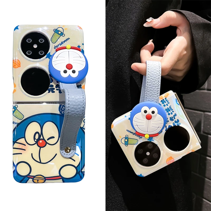 卡通叮当猫适用华为p50pocket手机壳pockets折叠pocket 2保护套女