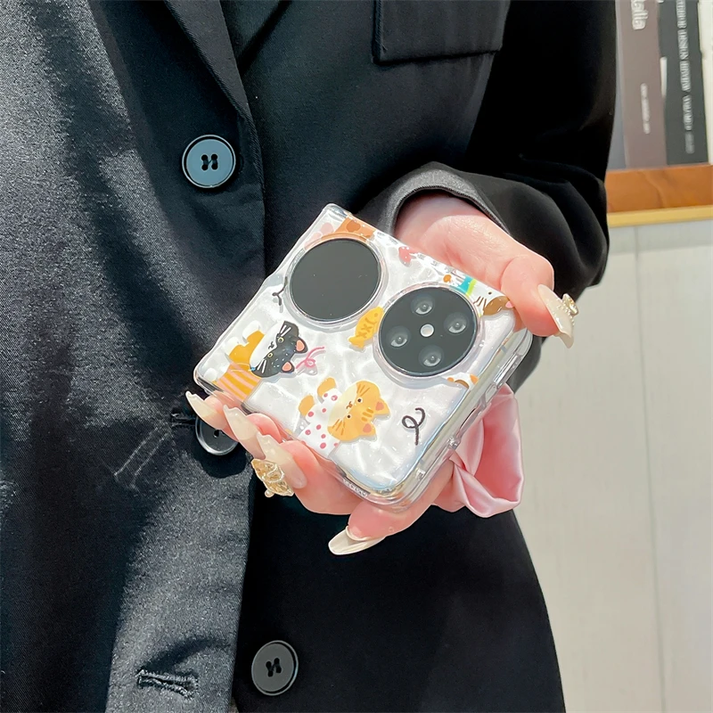 猫咪丝巾腕带适用华为p50pocket手机壳pockets折叠pocket 2保护套