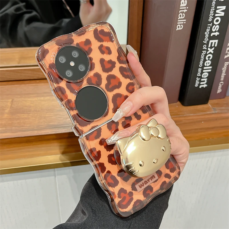 豹纹适用华为pocket2手机壳OPPO findn3flip折叠三星zflip6保护套