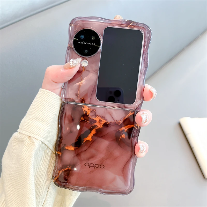 大理石纹oppo findn3flip手机壳折叠防摔findn2flip硅胶保护套女